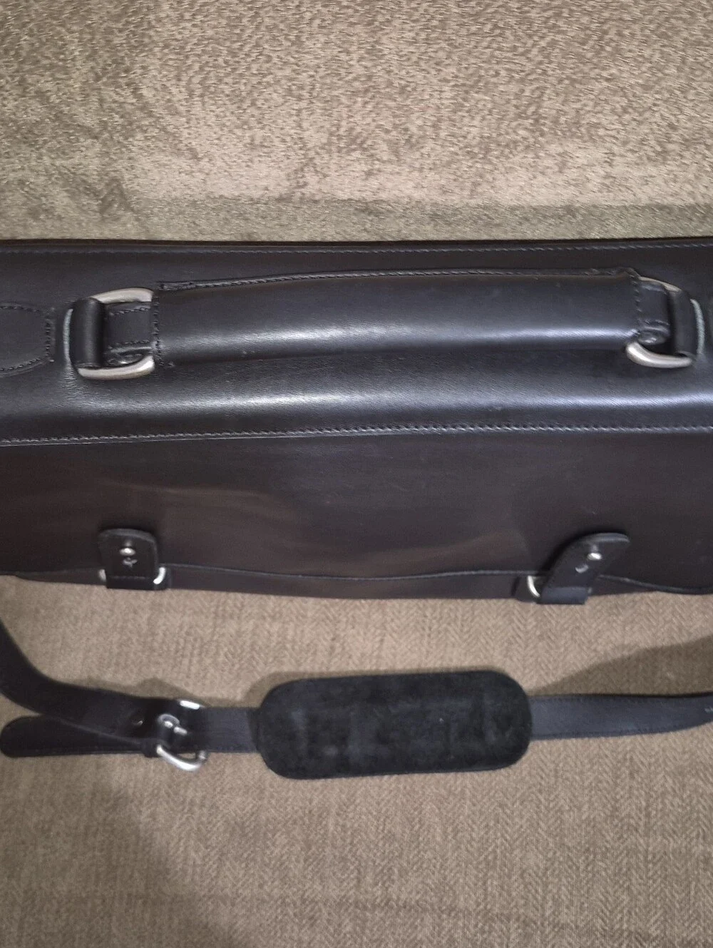 🔥Franklin Covey Black Premium Full-Grain Leather Laptop Briefcase Messenger Bag